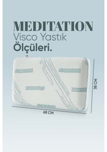 Dinlendirici Visko Yastık - Meditation Ortopedik Visco Yastık - İyon Dengeli Anti-statik Kumaş Beyaz Mavi