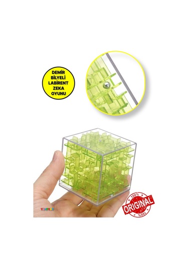 Demir Bilyeli Labirent Zeka Küpü Akıl Küpü Küp - Yeşil