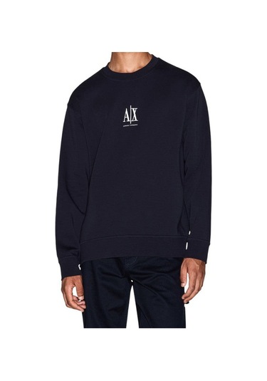 Erkek Regular Fit Nakışlı Yazı Logolu Sweatshirt - Lacivert Deep Navy