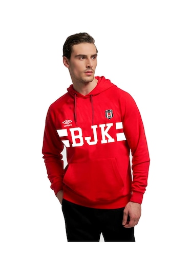 Umbro Beşiktaş Kapüşonlu Erkek Kırmızı Basketbol Sweatshirt 2024/25 Siyah