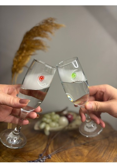 Şampanya Kadehi Gülen Yüz Figürlü 2'li Şeffaf