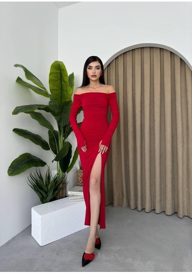 S-pazarım Vasco Madonna Drapeli Elbise Kırmızı