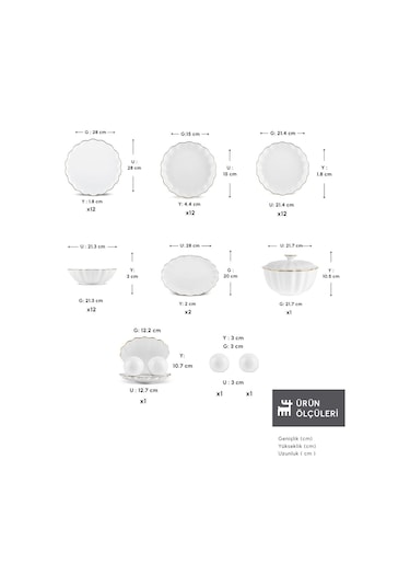 Karaca  Fine Pearl Extra Shell 58 Parça 12 Kişilik Yemek Takımı Gold