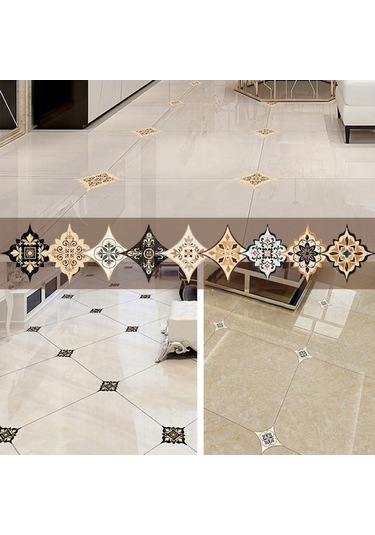 Pazly Zemin Yapışkanlı Su Sticker Seramik Mutfak Kendinden Karo İçin Geçirmez Duvar Desen Dekoru, Çapraz Adet 8x8cm 21 & - Zb