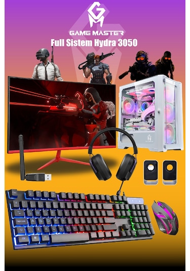 Game Master Hydra 3050 i5-12400F 16 GB 512 GB M2 NVMe SSD RTX3050 23.8" Free Dos Masaüstü Oyuncu Bilgisayarı