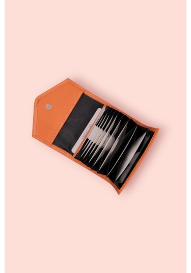 Modica Paris - Vegan Deri Akordiyon Kartlık Cüzdan Şıklık Ve Fonksiyonun Buluştuğu Kusursuz Tasarım Turuncu
