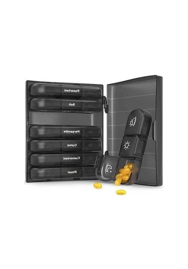 Fastbuy Taşınabilir 7 Günlük Hap Vit. Saklama Kutusu - Sıyah Siyah Siyah