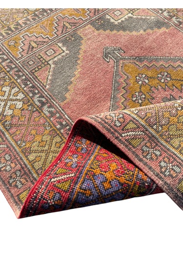 El Dokuma Eskitme Ortaköy Halısı 108x171 Vintage Halı Çok Renkli