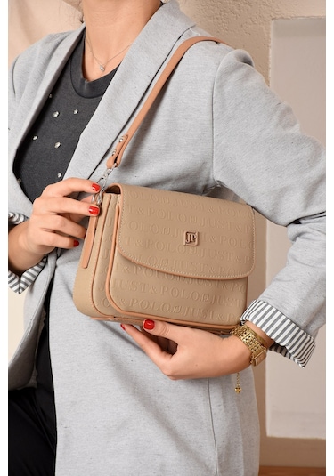 Just Polo Yeni Sezon Kolon Askılı 4 Bölmeli Kadın Omuz Çantası Ve Cüzdan Kombini Pbu217402 Vizon