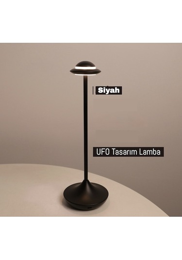 Novahub Uçan Daire Masa Lambası - Şarjlı, Metal, Dekoratif Masaüstü, Gece Ve Atmosfer Lambası Siyah, Küçük Boy Siyah