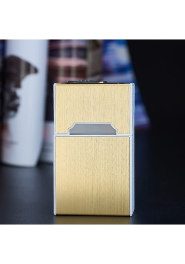 Ulzyvf Usb Şarjlı 20'li Sigara Saklama Kutusu - Taşınabilir Koruyucu Altın Kasa Altın