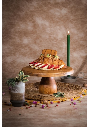 2 Li 25/10 Lucca Ve 17x30 Cm Risus Ahşap Pasta Sunum Tabağı Seti