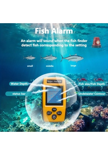 Willowhaven Tl88 Sarı Kablolu Portatif Sonar Balık Bulucu 45 Derece Derinlik Sensörü Göl Ve Deniz Balıkçılığı İçin