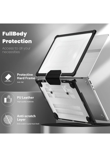 Xuweiwei Macbook Uyumlu Air 15 3 İnç 2023 Siyah İçin Premium Hibrit Laptop Kılıfı Silikon Pc Darbeye Dayanıklı Siyah