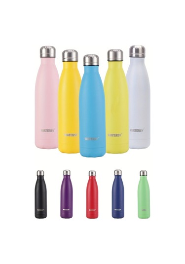 500ml Çift Duvarlı Paslanmaz Çelik Metal Su Şişeleri, Günlük Kullanım İçin Vakumlu Termos Mor