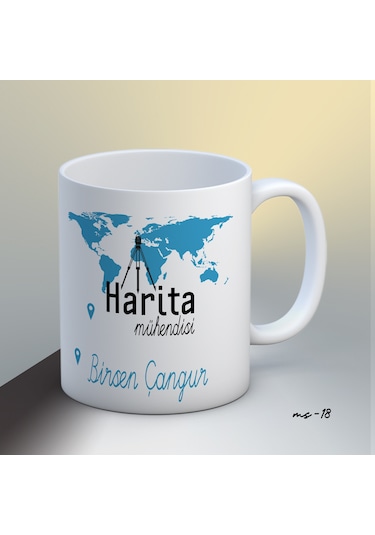 Kişiye Özel Harita Mühendisi Temalı Kupa Bardak Beyaz