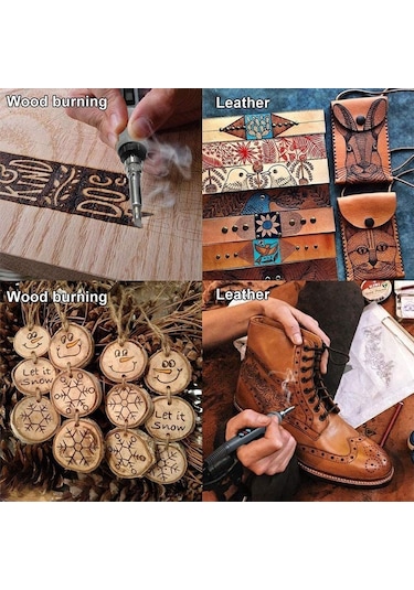 Havya Kiti, 61 Adet Lcd Ekran Ayarlanabilir Sıcaklık Kaynak Aracı 60 W Ahşap Yakma Pirografi Kalem Seti, Abd Plug