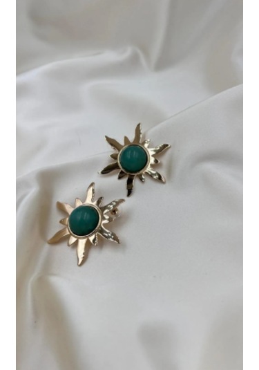 Bb İthal Yeşil Güneş Küpe Altın - Yeşil