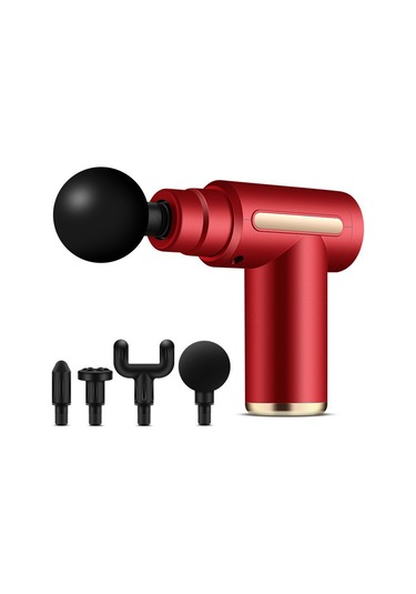 Hangfox Ev Ve Taşıma Kolay Kas Gerginliği Giderici Masaj Aleti - 6 Seviye Hız Ayarı 1800-3200rpm , 4 Değiştirilebilir Uç, 1200mah Pil, Type-c Şarj Kırmızı