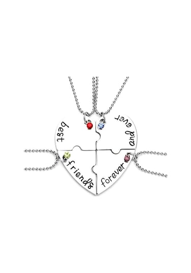 Karişikotto Bff En Iyi Arkadaş 4'Lü Kolye Best Friend Aksesuar Kolyesi Gümüş