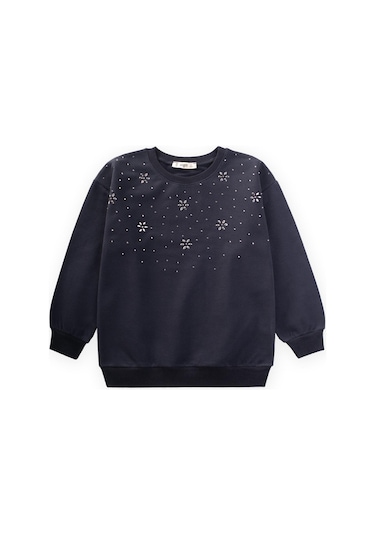 Taş Detaylı Sweatshirt 4-12 Yaş Antrasit Antrasit