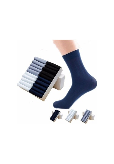 Lacivert 24/18/10/6 Adet Erkekler Resmi Nefes Uzun Çorap Rahat Rahat Anti-bakteriyel Deodorant Çorap Kutu Olmadan 12pcs-6pairs Lacivert