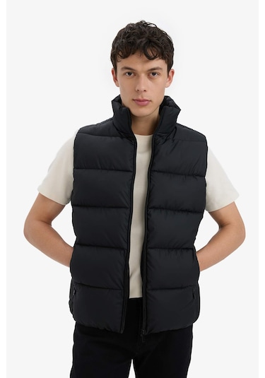 Defacto Slim Fit Dar Kesim Dik Yaka Fermuarlı Astarlı Su Geçirmez Şişme Yelek C5630ax25aubk27 Siyah