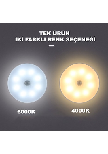 Dailylink Usb Şarjlı Gece Lambası Iki Renkli Pır Hareket Sensörlü