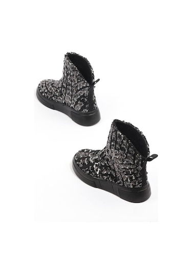 Paris Siyah Barak Nakışlı Günlük Bot-siyah Siyah