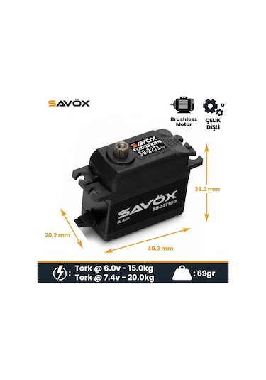 Savox Sb2271sg-be Black Edition Digital Servo Brushless Motor High Voltage Çelik Dişli