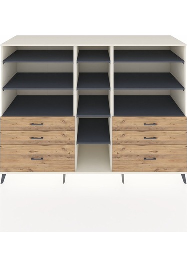 Kronos Dolap 10 Raflı 6 Çekmeceli 220x59x163 Aytaşı-antrasit/çam Aytaşı-antrasit/çam