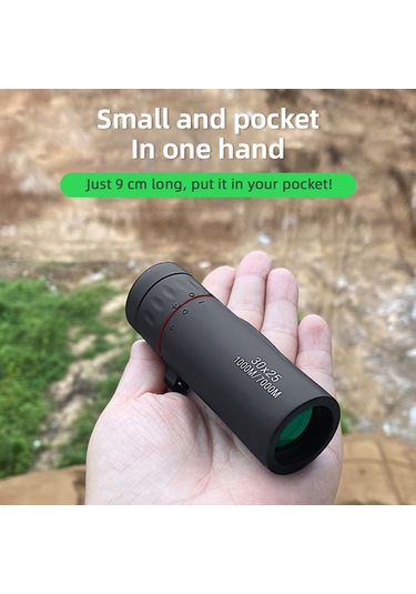 Suofeng Bak4 Prisma 30x25 Mini Monoküler Teleskop - Yeşil Çok Katmanlı Kaplama, 50g Hafif, Taşınabilir Çanta İle Siyah