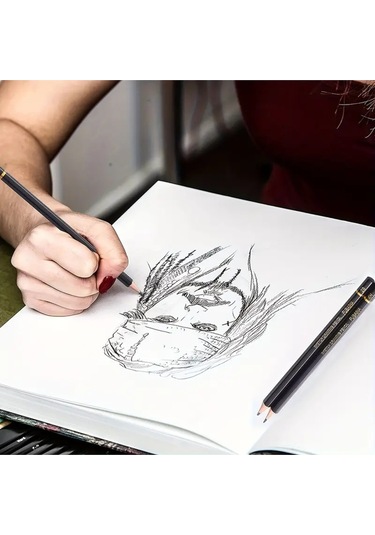 Kara Kalem Çizim Seti, Eskiz Kalem Seti, Dereceli Kalem Set, Kömür Kalem, Kalemlikli-25 Parça