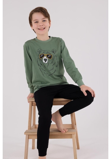 Rolypoly Erkek Çocuk Uzun Kol Pijama Takım K.yeşil-1737 Yeşil