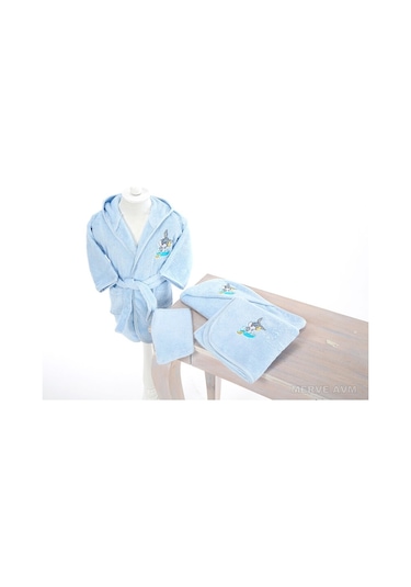 Özdilek Yenidoğan Erkek Bebek Bambu Bornoz Takımı Bugs Bunny Mavi