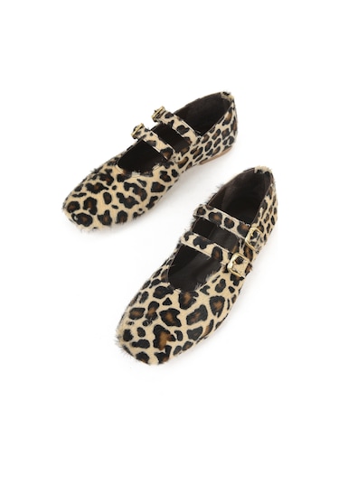 Ziya, Kadın Hakiki Deri Babet 153111z40831 Bej-leopar 153111z40831 710 Bej-leopar