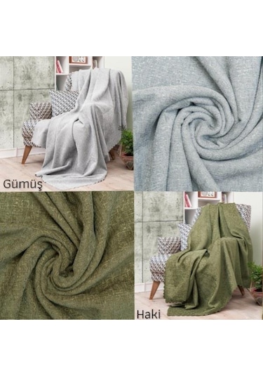 Latuda - Şönil Jakarlı Desen Kaymaz Çekyat Örtüsü Ve Koltuk Şalı