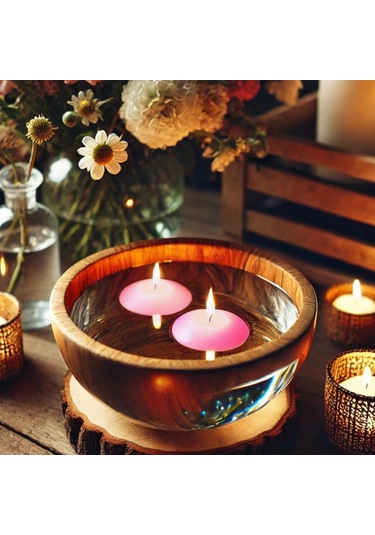 50'li Paket 3.5 Cm Açık Pembe Yüzen Mumlar Pembe