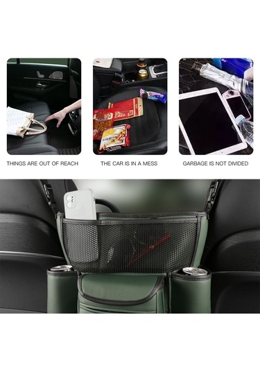 Symbee Koltuk Arası Deri Depolama Çantası, Araba İç Döşeme Organizer, Çok Fonksiyonlu Sandık Bölücü, Gri Renkli Konsole Saklama Torbası Gri