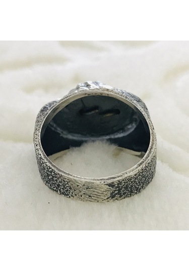 Çift Vav Harfi Işlemeli 925 Ayar Gümüş Erkek Yüzük