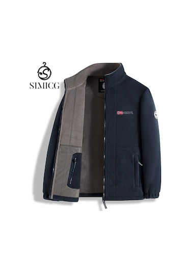 Sonbahar Ve Kış Sıcaklığı İçin Erkek Polar Ceket Lacivert