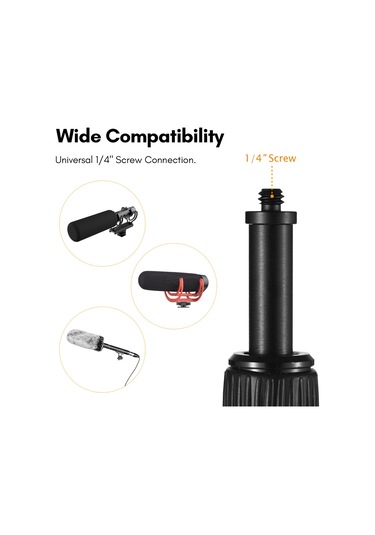 Lemestar Alüminyum Mikrofon Çubuğu 5 Bölümlü 40-155cm Uzatılabilir 1/4" Vida Kayışlı El Tutan