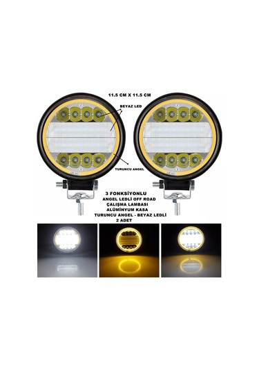 Off Road LED Turuncu Angel - Beyaz Ledli 3 Fonksiyonlu 2 ADET