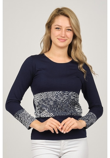 Sistas Kadın Uzun Kollu Penye Bluz 6699448 Lacivert-Lacivert