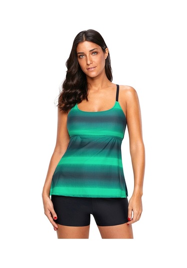 Mufunye Büyük Beden Tankini Mayosu - Mor Renkli Gradyan Desenli, Hafif Ve Dayanıklı, 3xl, Outdoor Aktivitelere İdeal, Toptan Satış Diğer