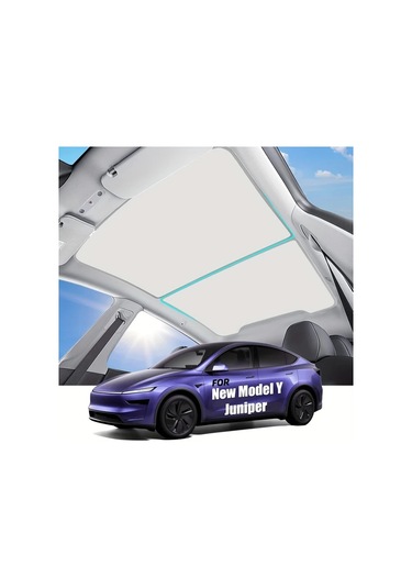 Honeybeeshop 2025 Tesla Model Y Juniper  Rengi Asılmaz Güneşlik Tavan Isı Yalıtımlı Cam Güneşliği -