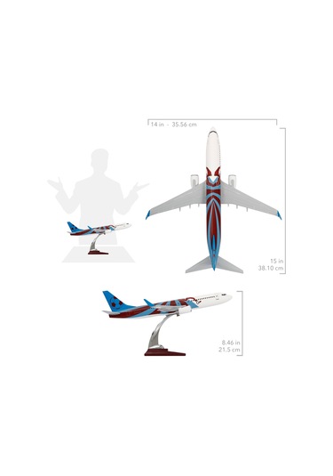 ZekUpp - Maket Uçak - Boeing 737-800 1/100 - BORDO MAVİ TARAFTAR Özel Tasarım Model Uçak