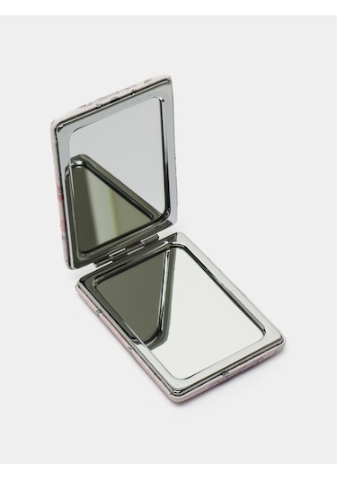 Gigi Panda Kahve Kalplar Kalp Desenli Pırıltılı Katlanır Dikdörtgen Makyaj Aynası