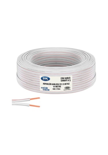 50 Metre Hoparlör Elektrik Ve Ses Kablosu Kordon 2X1.5 Beyaz (551515142)