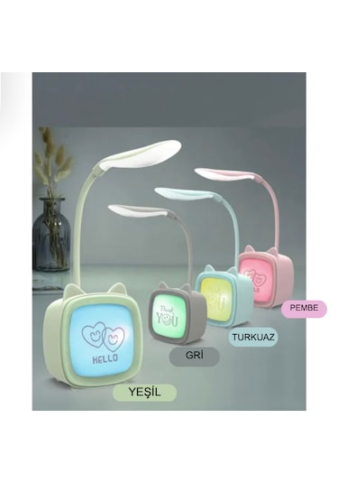 Tv Tasarımlı Kademeli Şarjlı Masa Lambası Led Gece Lambası Gri